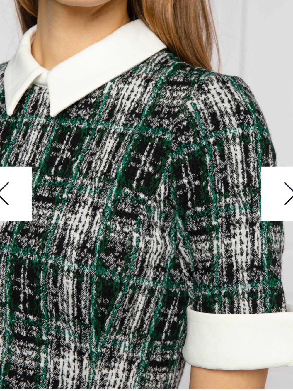 DKNY Black,‎ Green & White Plaid Tweed Mini Dress - Picture 4 of 9